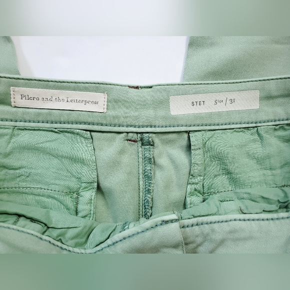 NWT Pilcro And The Letterpress Moss Green Cotton Stet Capri Womens 31 Imperfect - Picture 6 of 15